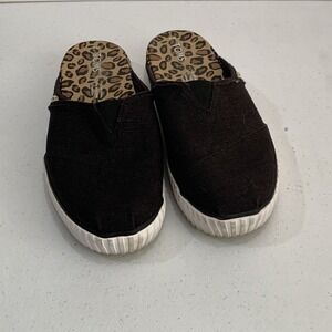TOMS Women's 8 Alpargata Mallow Mule Black Animal Print Slip-on Slide Shoes